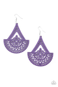 Paparazzi "Tiki Sunrise" Purple Wooden Stenciled Earrings Paparazzi Jewelry