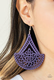 Paparazzi "Tiki Sunrise" Purple Wooden Stenciled Earrings Paparazzi Jewelry