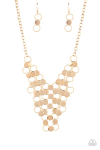 Paparazzi "Net Result" Gold Necklace & Earring Set Paparazzi Jewelry