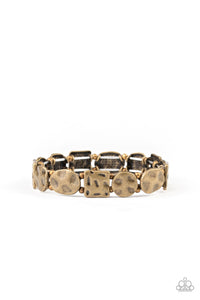 Paparazzi "Hammered Harmony" Brass Hammered Square & Round Bead Bracelet Paparazzi Jewelry