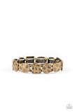 Paparazzi "Hammered Harmony" Brass Hammered Square & Round Bead Bracelet Paparazzi Jewelry