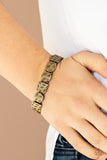 Paparazzi "Hammered Harmony" Brass Hammered Square & Round Bead Bracelet Paparazzi Jewelry