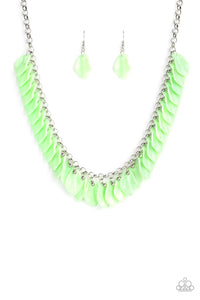 Paparazzi "Super Bloom" Green Necklace & Earring Set Paparazzi Jewelry