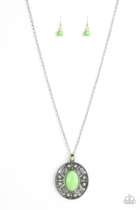 Paparazzi VINTAGE VAULT "Sunset Sensation" Green Necklace & Earring Set Paparazzi Jewelry