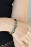 Paparazzi "Victorian Vines" Silver Floral Design White Rhinestone Bracelet Paparazzi Jewelry