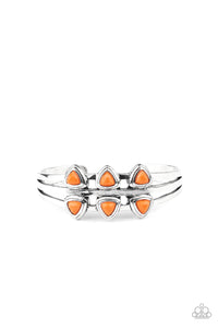 Paparazzi "Tribal Triad" Orange Bead Silver Cuff Bracelet Paparazzi Jewelry