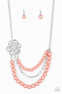 Paparazzi "Fabulously Floral" Orange Necklace & Earring Set Paparazzi Jewelry