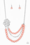 Paparazzi "Fabulously Floral" Orange Necklace & Earring Set Paparazzi Jewelry