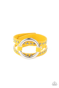 Paparazzi "Studded Statement-Maker" Yellow Wrap Bracelet Paparazzi Jewelry