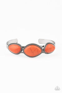 Paparazzi "Stone Solace" Orange Stone Silver Studded Frame Bracelet Paparazzi Jewelry