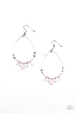 Paparazzi "Exquisitely Ethereal" Pink Pearly Crystal Like Bead Silver Teardrop Hoop Earrings Paparazzi Jewelry