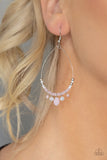 Paparazzi "Exquisitely Ethereal" Pink Pearly Crystal Like Bead Silver Teardrop Hoop Earrings Paparazzi Jewelry