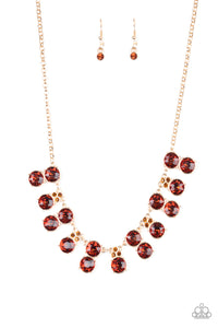 Paparazzi "Top Dollar Twinkle" Brown Necklace & Earring Set Paparazzi Jewelry