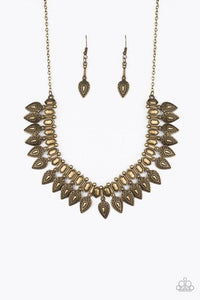 Paparazzi "When The Hunter Becomes The Hunted" Brass Necklace & Earring Set Paparazzi Jewelry