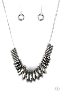 Paparazzi "Haute Hardware" Silver Necklace & Earring Set Paparazzi Jewelry