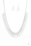Paparazzi "Super Bloom" White Necklace & Earring Set Paparazzi Jewelry