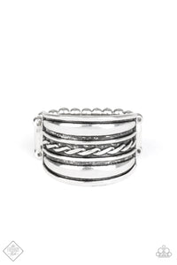 Paparazzi "Let it LAYER" 404 FASHION FIX Simply Santa Fe June 2020 Silver Stacked Band Ring Paparazzi Jewelry
