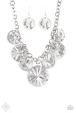 Paparazzi "Barely Scratched" 501 FASHION FIX Sunset Sightings June 2020 Silver Hammered Disc Necklace & Earring Set Paparazzi Jewelry