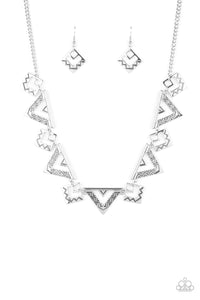 Paparazzi VINTAGE VAULT "Giza Goals" Silver Necklace & Earring Set Paparazzi Jewelry