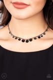 Paparazzi "Minimal Magic" Black Gunmetal Disc Choker Necklace & Earring Set Paparazzi Jewelry