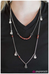 Paparazzi "Whats Your Sign?" Red Necklace & Earring Set Paparazzi Jewelry