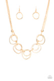 Paparazzi "Asymmetrical Adornment" Gold Link RIng Necklace & Earring Set Paparazzi Jewelry