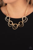 Paparazzi "Asymmetrical Adornment" Gold Link RIng Necklace & Earring Set Paparazzi Jewelry