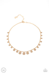 Paparazzi "Minimal Magic" Gold Disc Choker Necklace & Earring Set Paparazzi Jewelry