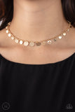 Paparazzi "Minimal Magic" Gold Disc Choker Necklace & Earring Set Paparazzi Jewelry