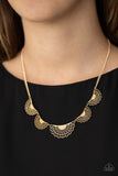 Paparazzi "Fanned Out Fashion" Gold Necklace & Earring Set Paparazzi Jewelry