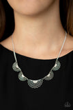 Paparazzi "Fanned Out Fashion" Silver Necklace & Earring Set Paparazzi Jewelry