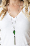 Paparazzi VINTAGE VAULT "Zen Generation" Green Necklace & Earring Set Paparazzi Jewelry