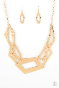 Paparazzi "Break The Mold" Gold Necklace & Earring Set Paparazzi Jewelry