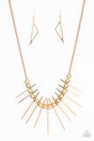 Paparazzi "Fully Charged" Gold Necklace & Earring Set Paparazzi Jewelry