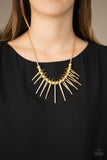 Paparazzi "Fully Charged" Gold Necklace & Earring Set Paparazzi Jewelry