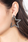 Paparazzi "Star Player" Silver Frame Hematite Rhinestone Star Post Earrings Paparazzi Jewelry