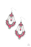 Paparazzi "Unique Chic" Pink Faceted Teardrop Bead White Rhinestone Silver Earrings Paparazzi Jewelry