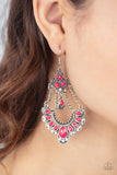 Paparazzi "Unique Chic" Pink Faceted Teardrop Bead White Rhinestone Silver Earrings Paparazzi Jewelry
