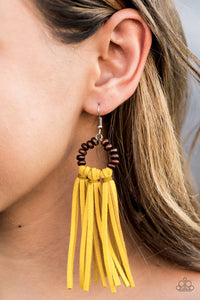 Paparazzi VINTAGE VAULT REPO "Easy To PerSUEDE" Yellow Earrings Paparazzi Jewelry