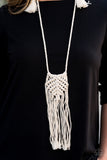 Paparazzi VINTAGE VAULT "Macrame Mantra" White Necklace & Earring Set Paparazzi Jewelry