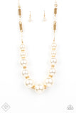 Paparazzi "Pearly Prosperity" FASHION FIX Gold Necklace & Earring Set Paparazzi Jewelry