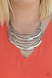 Paparazzi "Read Between The VINES" Silver Necklace & Earring Set Paparazzi Jewelry