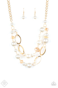 Paparazzi "High Roller Status" FASHION FIX Gold Necklace & Earring Set Paparazzi Jewelry