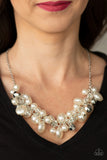 Paparazzi "Battle of The Bombshells" White Necklace & Earring Set Paparazzi Jewelry