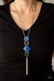 Paparazzi VINTAGE VAULT "Stripe Up A Conversation" Blue Necklace & Earring Set Paparazzi Jewelry
