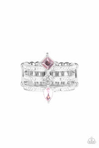 Paparazzi "Triple Throne Twinkle" Pink Ring Paparazzi Jewelry