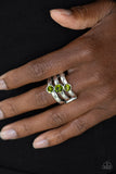 Paparazzi VINTAGE VAULT "Triple The Twinkle" Green Ring Paparazzi Jewelry