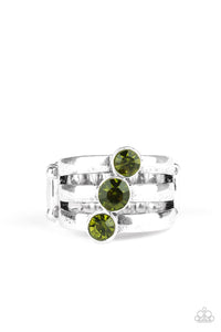 Paparazzi VINTAGE VAULT "Triple The Twinkle" Green Ring Paparazzi Jewelry