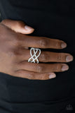 Paparazzi "Cross Action Couture" White Ring Paparazzi Jewelry