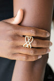 Paparazzi "Cross Action Couture" Gold Ring Paparazzi Jewelry